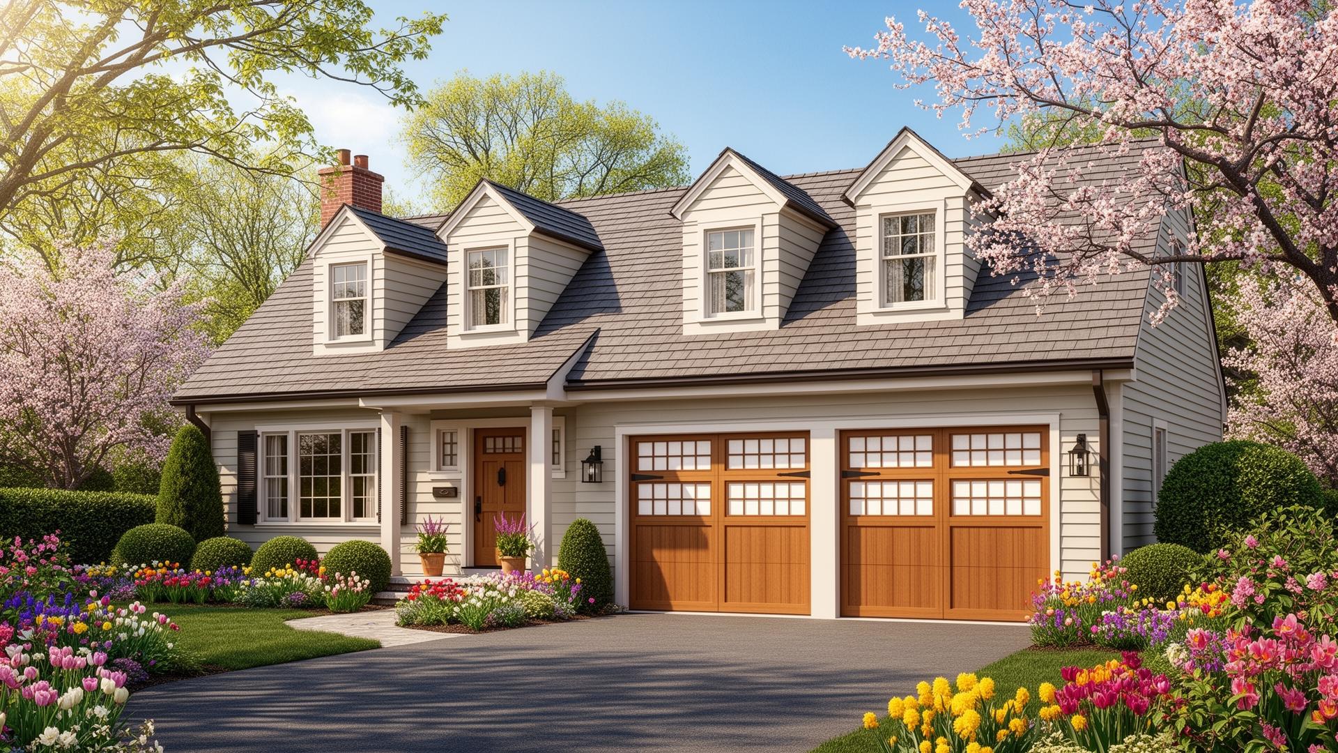 Beautiful home in Republic WA with modern Asian inspired garage door featuring shoji screen panels - Republic Garage Doors